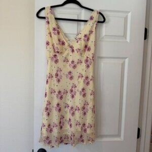 Princess Polly Babydoll Yellow Flowy Floral Mini Dress Spring Fairy Size 12